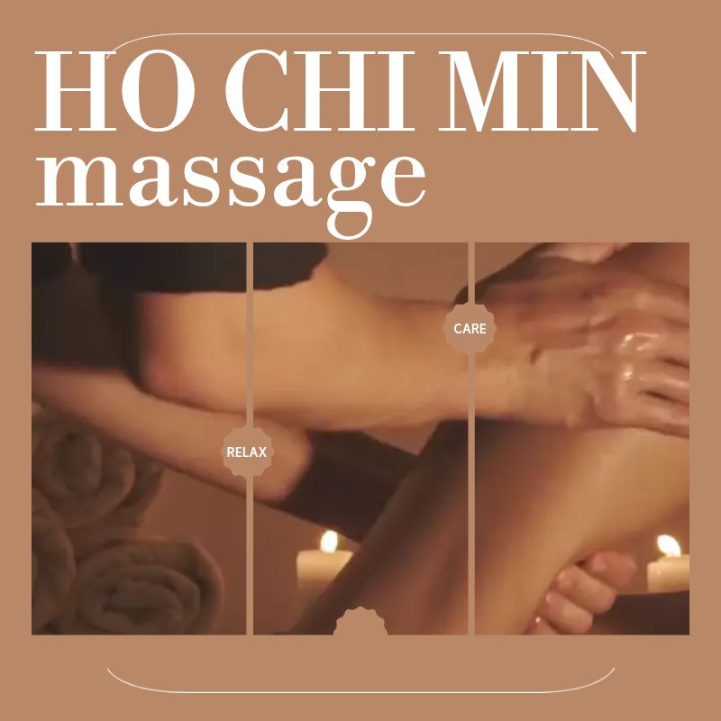 마사지 장면 세 컷을 이어 붙인 호치민 마사지 소개 그래픽